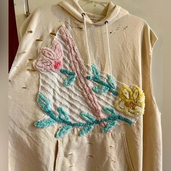 Free People x Tricia Fix Chenille Flower Hoodie - Picture 3 of 8